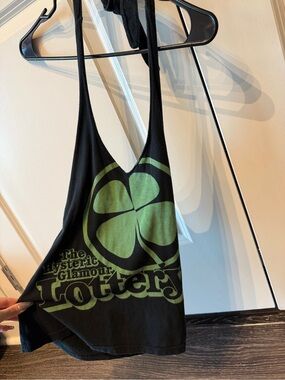 Hysteric Glamour Lottery Black Tank with Green 4 Leaf Clover Graphic